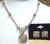 14K Gold Plated Square Necklace & Earring Set