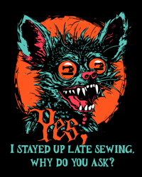 Up Late Sewing Sticker 2x3 inches