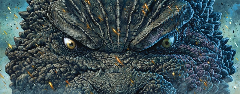 "Godzilla Minus One" - 23" x 9" (live area) original acrylic painting