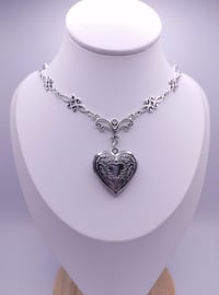 Image 1 of Romantic Elegant Silver Locket Necklace