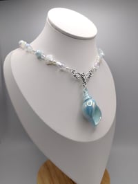 Image 2 of White/Blue Ethereal Mermaid Conch Shell Necklace