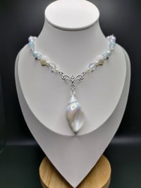 Image 3 of White/Blue Ethereal Mermaid Conch Shell Necklace