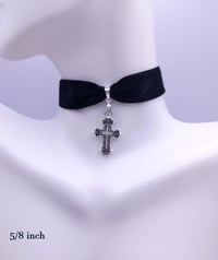 Image 3 of Gothic Black & Silver Cross Silver Choker