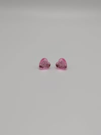 Image 4 of Shiny Pink Heart Gem Stud Earrings