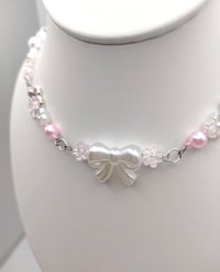 Image 5 of Dainty Coquette Flower Pearl Bow Necklace