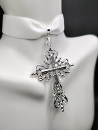 Image 5 of Angelic White & Silver Cross Choker