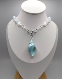 Image 6 of White/Blue Ethereal Mermaid Conch Shell Necklace