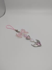 Image 4 of Angelic y2k Pink Bow Heart Gem Keychain Phone Strap