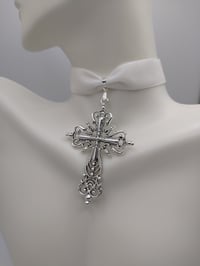 Image 6 of Angelic White & Silver Cross Choker