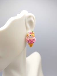 Image 1 of Kawaii Cat Ice Cream Stud Earrings