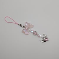 Image 5 of Angelic y2k Pink Bow Heart Gem Keychain Phone Strap