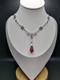 Image 2 of Gothic Silver Blood Red Teardrop Vampire Necklace