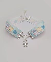 Image 1 of Pastel Blue Bear Bunny Heart Choker