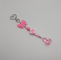 Image 1 of Pink Lovecore Heart Bow Teddy Bear Keychain