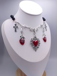 Image 3 of Gothic Heart Vampire Cross Necklace