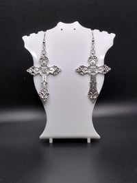 Image 2 of Gothic Silver Cross Earrings