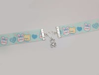 Image 2 of Pastel Blue Bear Bunny Heart Choker