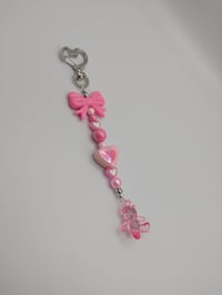 Image 2 of Pink Lovecore Heart Bow Teddy Bear Keychain