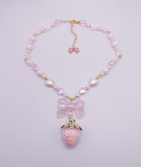 Image 4 of Pastel Strawberry Bow Necklace