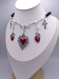 Image 4 of Gothic Heart Vampire Cross Necklace