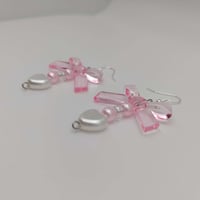 Image 2 of Coquette Bow Pearl Heart Earrings