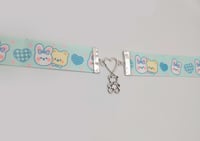 Image 3 of Pastel Blue Bear Bunny Heart Choker