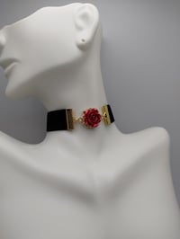 Image 3 of Black, Red & Gold Rose Choker