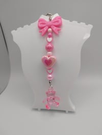 Image 3 of Pink Lovecore Heart Bow Teddy Bear Keychain