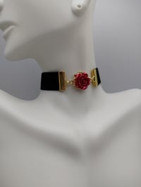 Image 4 of Black, Red & Gold Rose Choker