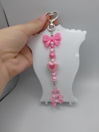 Image 4 of Pink Lovecore Heart Bow Teddy Bear Keychain