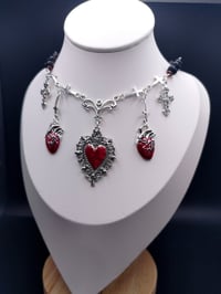 Image 6 of Gothic Heart Vampire Cross Necklace