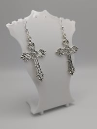 Image 3 of Gothic Silver Cross Earrings