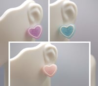 Image 1 of Pastel Sugar Candy Heart Earrings