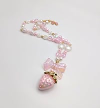 Image 3 of Pastel Strawberry Bow Necklace