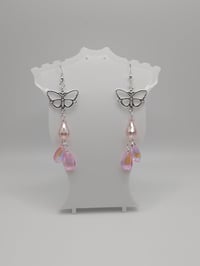 Image 5 of Dreamy Fairy Butterfly Pink Glass Teardrop Earrings