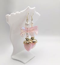 Image 4 of Pastel Strawberry Bow Earrings