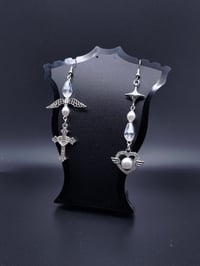 Image 2 of Y2k Angelic Silver Asymmetrical Crystal Earrings