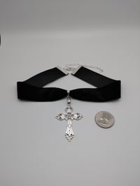 Image 2 of Gothic Cross Velvet Choker