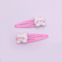 Image 2 of Kawaii Pink Kitty Cat Hair Clips 2pc set