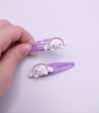 Image 2 of Cute White Sheep Puppy 2pc hair clip set