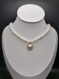 Image 2 of Dainty Elegant Pearl Gold Heart Necklace