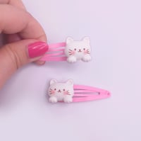 Image 3 of Kawaii Pink Kitty Cat Hair Clips 2pc set