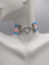 Image 2 of Transgender Pride Flag Heart Choker