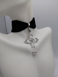 Image 3 of Gothic Cross Velvet Choker