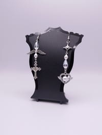 Image 5 of Y2k Angelic Silver Asymmetrical Crystal Earrings