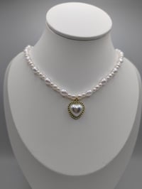 Image 3 of Dainty Elegant Pearl Gold Heart Necklace