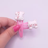 Image 4 of Kawaii Pink Kitty Cat Hair Clips 2pc set