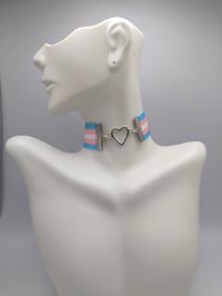 Image 3 of Transgender Pride Flag Heart Choker