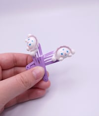 Image 3 of Cute White Sheep Puppy 2pc hair clip set