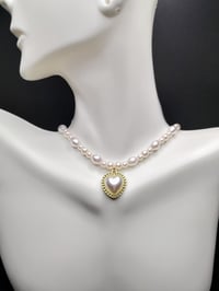 Image 4 of Dainty Elegant Pearl Gold Heart Necklace